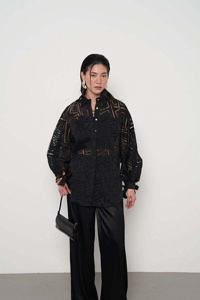 Suzi Sleeve Binding Detail Chifon Shirt 34451