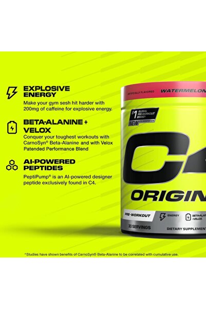 Cellucor C4 Original Pre Workout Powder, Watermelon, 30 Servings
