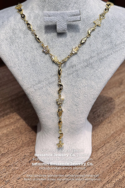 BESSENCE JEWELRY CO. Y KOLYE FATMA ANA ELİ VE YILDIZ MODEL ÇELİK-AYARLANABİLİR