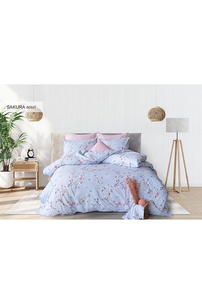 Violacasa Double Cotton Duvet Cover Set Sakura Blue