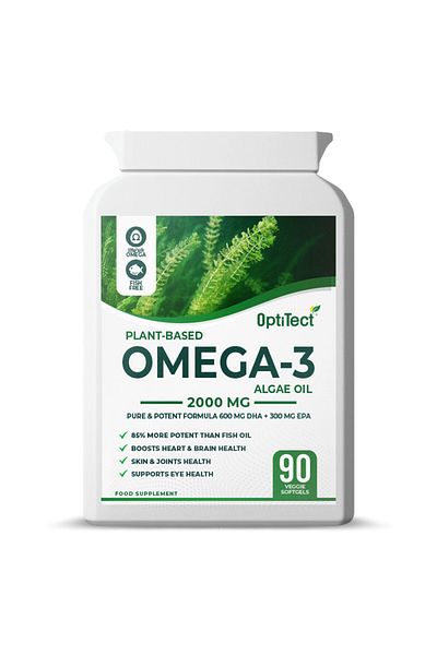 OptiTect Plant-Based Omega-3, 90 Veggie Softgels, 85% More Potent Than Fish Oil