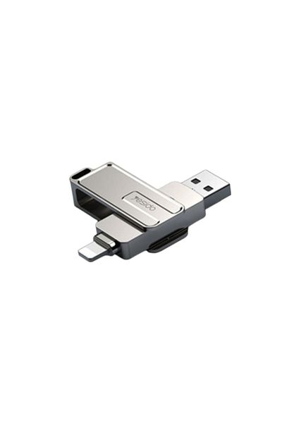 GERICOM Stick de memorie 2in1, conectori Lightning, USB-A, zinc, 256GB, 5 Gbps, 360 de grade, Gri