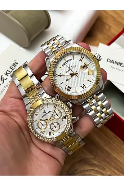 Daniel Klein Original 2 Years Warranty Steel Case Steel Cord Stainless Steel Darkening Lover's Couple Watch