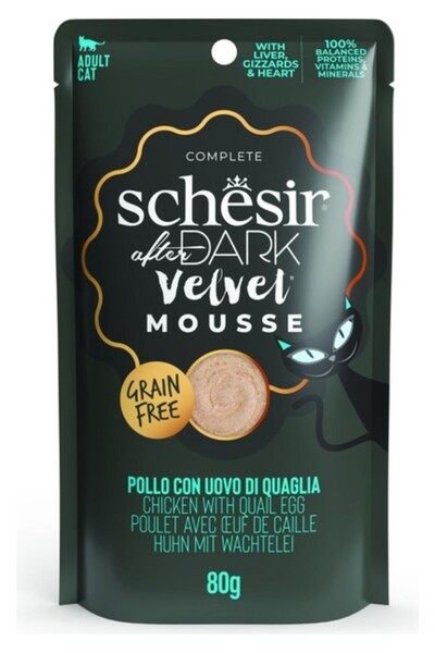 Schesir After Dark Velvet Mousse Tavuk ve Bıldırcın Yumurtalı Yetişkin Kedi K...