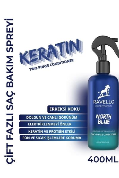 RAVELLO Keratin Fön Öncesi Hacim Arttırıcı Erkek Saç Bakım Spreyi – Kolay Şek...