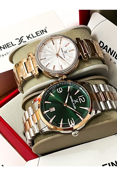Daniel Klein Original 2 Years Warranty Steel Case Steel Cord Stainless Steel Darkening Lover's Couple Watch