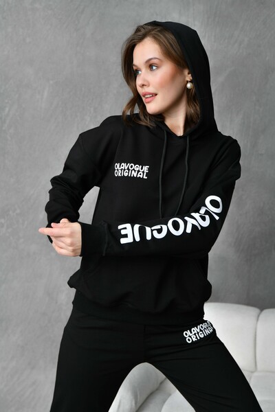Olavogue Printed Hooded Kangaroo Pocket Oversize Tracksuit Set