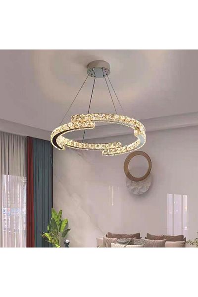 KORMAN TECHNIK Yonca LED pendant chandelier with remote control, 39W, Cold/Warm/Neutral light, Dimmable, Glossy Chrome