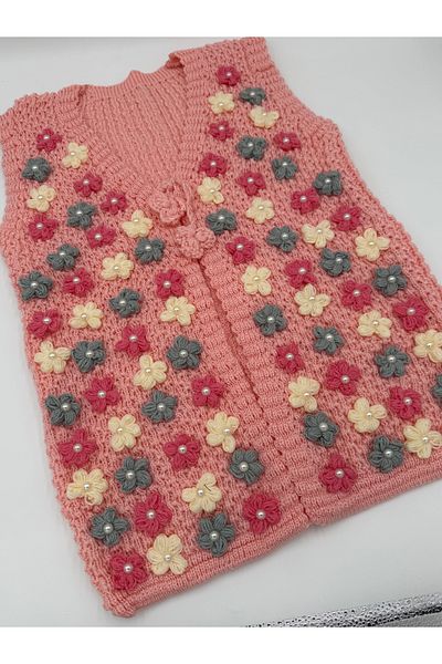 AYHANHOME Handmade Pearl Flower Embroidered Knitted Dowry Gift Women's Vest