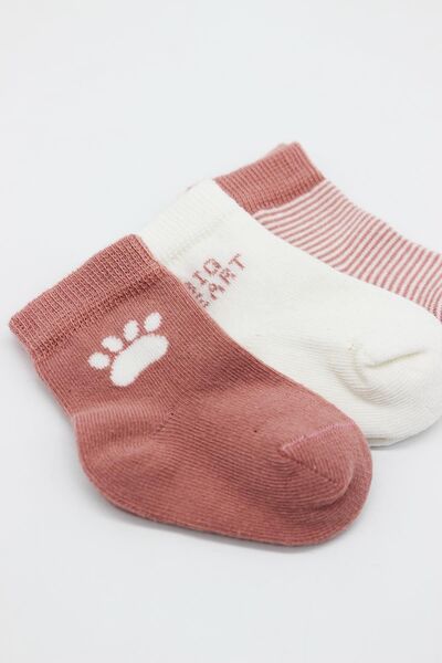 BUDİ HOME Bistyle 3-Piece Combed Cotton Socks Bs10110 Powder