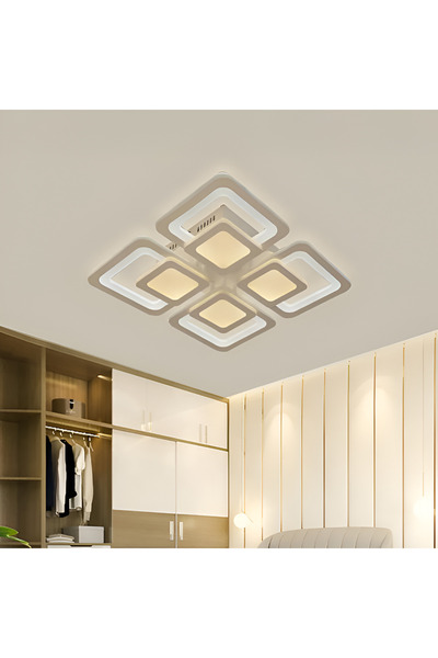 Alista Home LED chandelier with remote control SUSAN 77W, 4 Squares, Cold/Warm/Neutral light, Dimmable, White