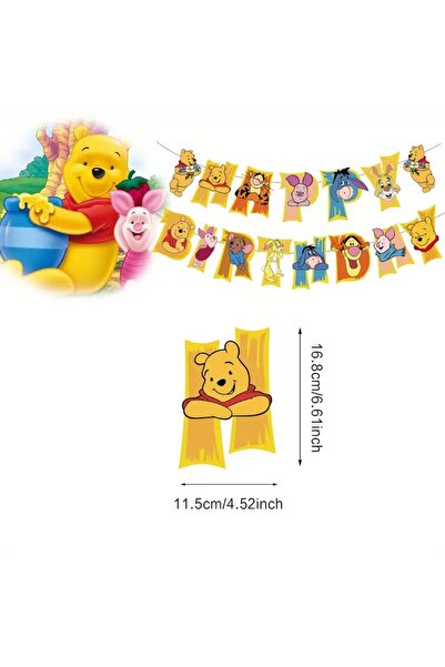 Markasız ucuz Winnie the Pooh temalı parti bayrakları, Eeyore ve daha fazlası ile canlı karakterlı bir garland