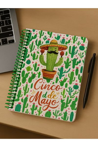 Deco Elit Cinco De Mayo Themed Spiral Check Notebook – 80 Sheets, 18X24 cm