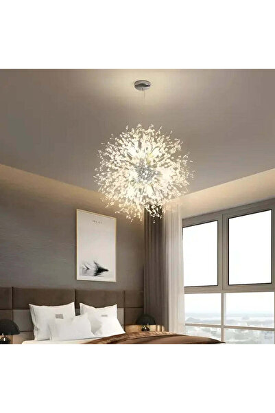 Alista Home Candelabru Cristal Schonbrunn, 9 x G9, Diametru 49 cm, Argintiu Lucios, Inaltime Reglabila