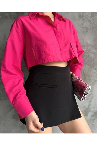STILVANA Poplin crop shirt fuchsia s3060