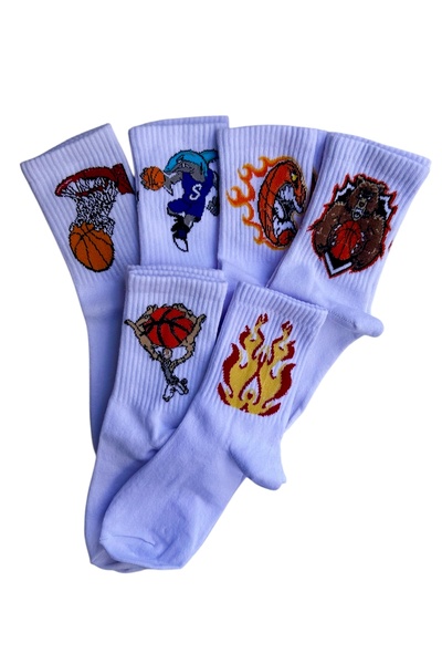 çorapdunyam 6 Pack Basketball Sports Patterned College Socks