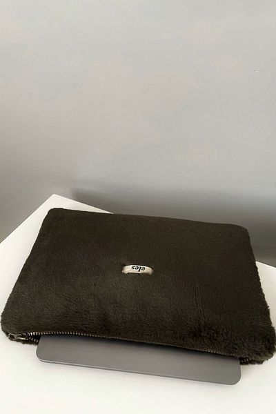 eles Khaki Plush Tablet Bag, Green Plush Tablet Bag, Khaki Tablet Case
