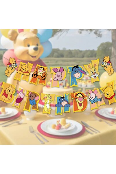 Markasız ucuz Winnie the Pooh temalı parti bayrakları, Eeyore ve daha fazlası ile canlı karakterlı bir garland