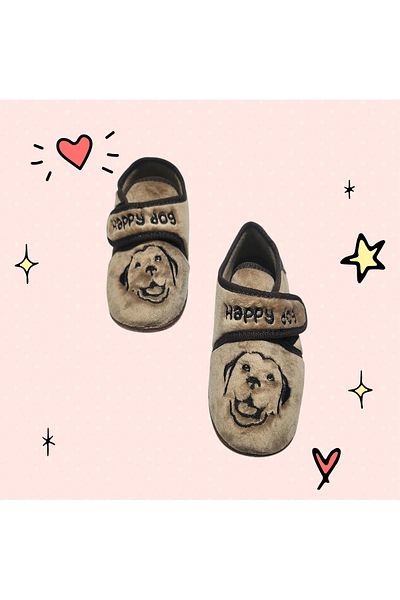 GEZER Full Orthopedic Velcro Happy Dog Non-Slip Sole Nursery Kindergarten Home Slippers