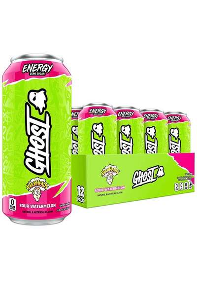Ghost طاقة خالية من السكر، عبوة من 12 بطيخ حامض، 473 مل