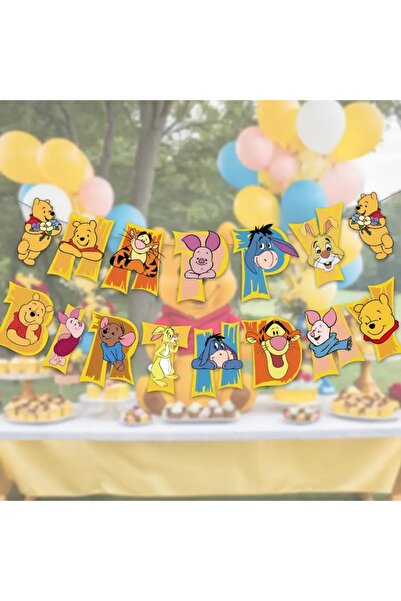 Markasız ucuz Winnie the Pooh temalı parti bayrakları, Eeyore ve daha fazlası ile canlı karakterlı bir garland