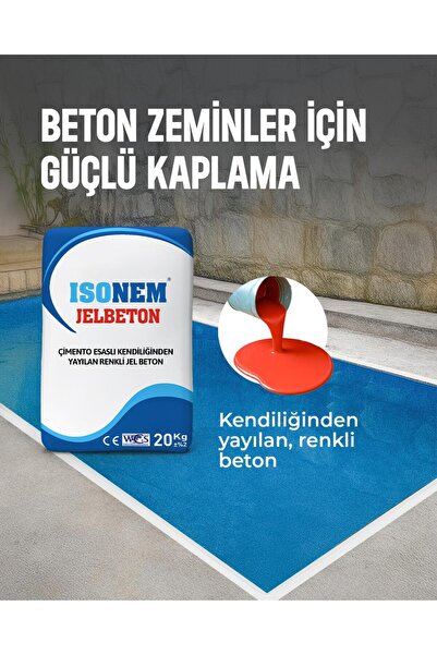 Isonem JELBETON (Çimento Esaslı Kendiliğinden Yayılan Renkli JelBeton) 20 KĞ8[GRİ RENK