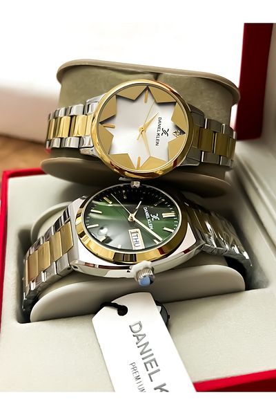 Daniel Klein Original 2 Years Warranty Steel Case Steel Cord Stainless Steel Darkening Lover's Couple Watch