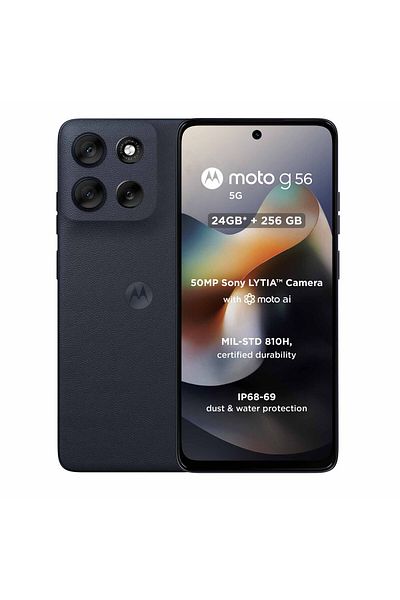 Motorola G56 5G Smartphone, 12 GB RAM, 256 GB Storage, Black Oyster