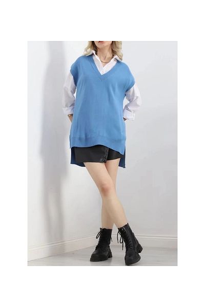 STILVANA V-Neck Nefri Sweater Blue