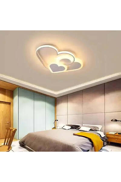 KORMAN TECHNIK Lustra LED cu telecomanda AMI 50W, 3 Inimi, lumina Rece/Calda/Neutra, Dimabila, Alb