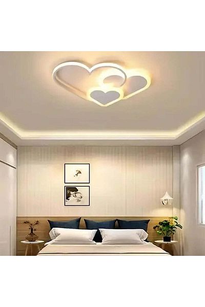 Ami LED Chandelier with Remote 50W, 3 Hearts, Warm/Cold/Neutral Light, Dimmable, White