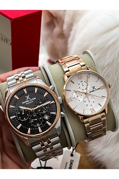 Daniel Klein Original 2 Years Warranty Steel Case Steel Cord Stainless Steel Darkening Lover's Couple Watch