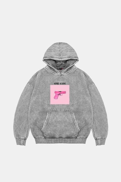 Sekizbiraltı Girl Gang Oversize Unisex Washable White Hoodie