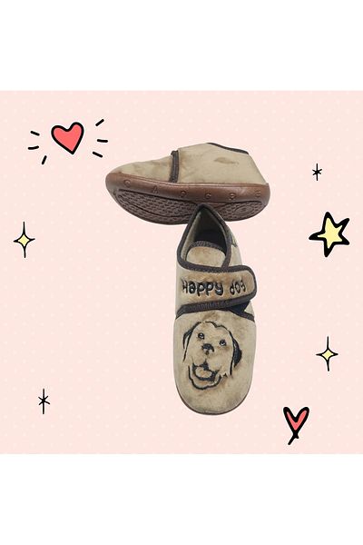 GEZER Full Orthopedic Velcro Happy Dog Non-Slip Sole Nursery Kindergarten Home Slippers