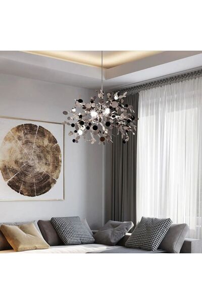 ALC-Shop Candelabru Modern, CAPRICIO Allegro, 2xE14, Diametru 40cm, Crom Lucios, Inaltime Reglabila