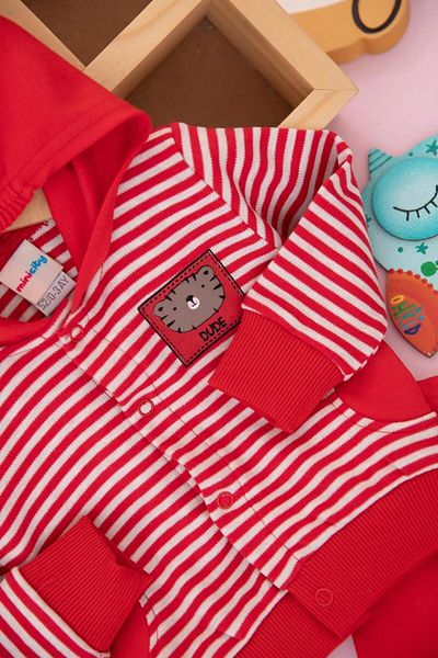 RAPAPA Baby Boy Dude Tiger Printed Triple Bottom Top Set - Nb044-Red