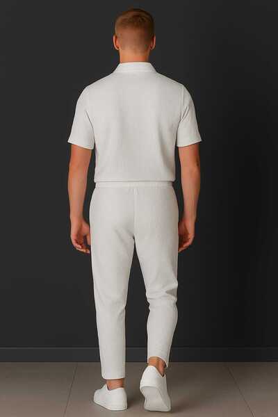 dwnwear Wrapped Crinkle Fabric Summer Lycra Unisex Women Men Short Sleeve T-Shirt Sweatpants Set