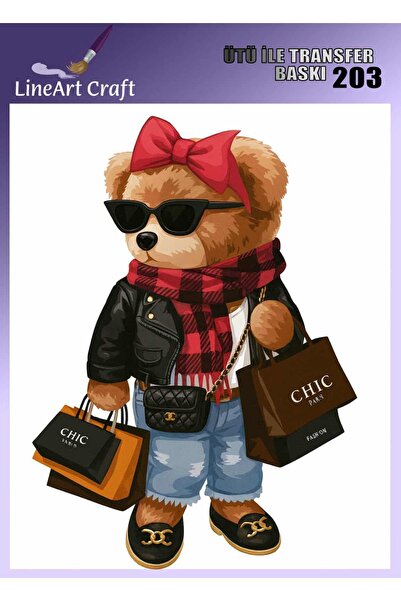 LİNEART طباعة نقل على شكل دب من القطيفة الغنية مع مكواة نقل ونقل القماش رقم: ...