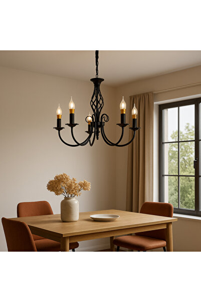 Alista Home Chandelier Perla, 5 xE14, Black, Adjustable Height