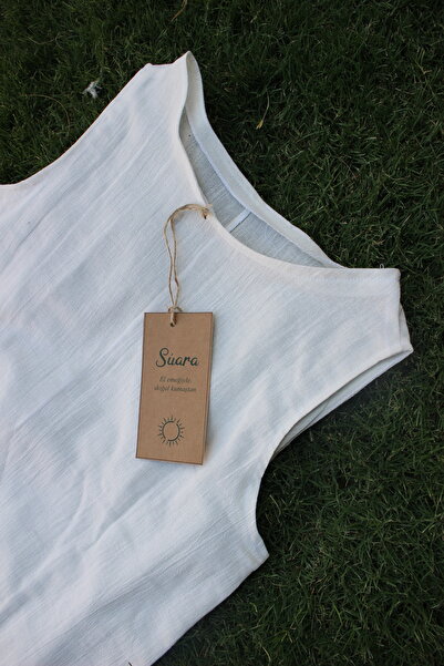 suara Şile Bezi %100 Pamuk Uzun Elbise Astarı Kalın Atlet Askılı| Beyaz