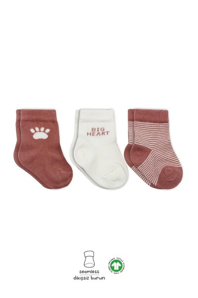 BUDİ HOME Bistyle 3-Piece Combed Cotton Socks Bs10110 Powder