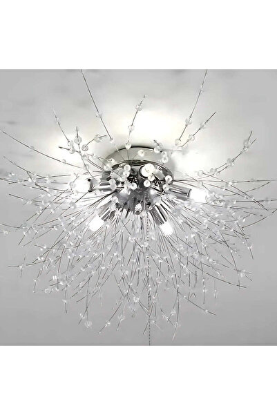 Alista Home Candelabru Cristal RONDO Vivace, 6 x G 9, Diametru 49 cm, Argintiu Lucios