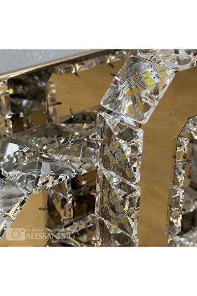 Alista Home Lustra LED cu cristal JEREMIAH 34 W, 2 Patrate, lumina Rece/Calda/Neutra, Dimabila, Crom Lucios