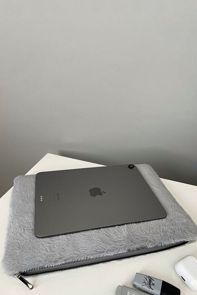 eles Gray Plush Tablet Bag, Gray Tablet Case