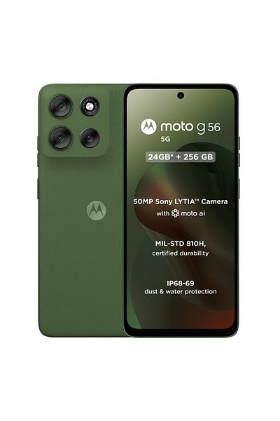 Motorola G56 5G Smartphone, 12 GB RAM, 256 GB Storage, Dill Green