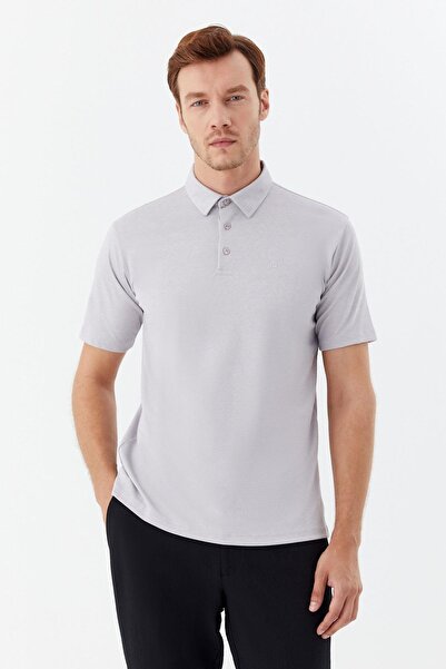 Sabri Özel Düğmeli Polo Yaka Erkek T-Shirt Gri