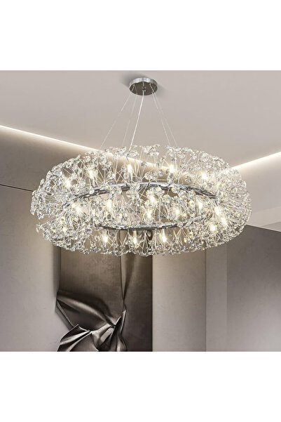 ALC-Shop Candelabru Cristal SEGOVIA Magno 10x E14, Diametru 60cm, Argintiu Lucios, Inaltime Reglabila