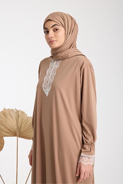 AKPİYYER Γυναικείο φόρεμα προσευχής με δαντέλα και μαντήλι