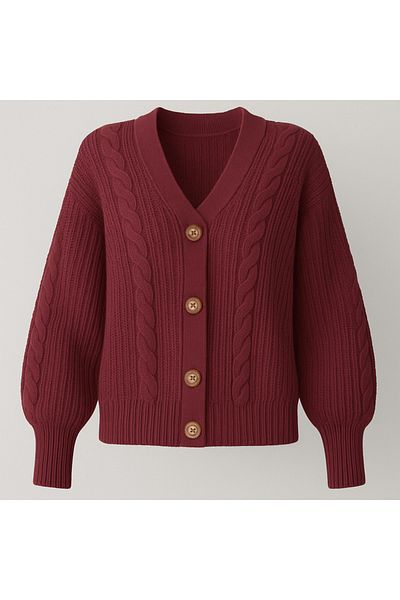 SLAW REZZ Women's Hair Knitted Patterned Knitwear Cardigan 4 Button Knitwear Cardigan