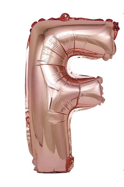 SDX Market Rose Gold Metallic Foil Balloon, Letter F, 40 cm, Coral, pink